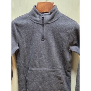 Place Sweatshirt Kids 7/8 Gray Fleece 1/4 Zip Kangaroo Pocket Pullover Top